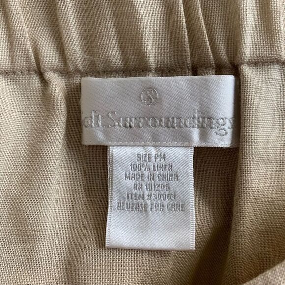 Soft Surroundings 100% linen belted pleated flare knee length skirt size petiteM - Picture 8 of 8